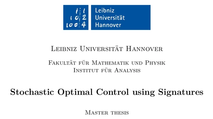 Stochastic Optimal Control using Signatures figure
